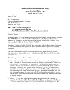Letter from Tagliaferro (USEPA) to Mooney (GE), April 27, 2009, Re; 2008 Annual Monitoring Report[removed]Mile Reach Removal Action