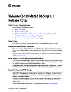 VMware Consolidated Backup 1.1 Release Notes