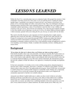 The Road Crew Final Report Tab 2 Lessons Learned