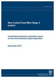 New Acland Coal Mine Stage 3 project - evaluation report