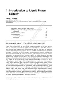 1 Introduction to Liquid Phase Epitaxy HANS J. SCHEEL AL