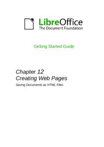 Getting Started Guide  Chapter 12 Creating Web Pages Saving Documents as HTML Files