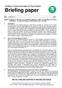 UK Mayors, Provosts and Leaders for Peace Chapter  Briefing paper Date:  6th May 2014