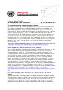 Syrian Crisis United Nations Response A Weekly Update from the UN Department of Public Information