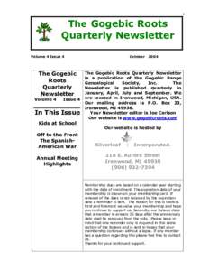 1  The Gogebic Roots Quarterly Newsletter Volume 4 Issue 4