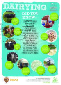 DAIRYING The main breeds of cattle used in milk production in Scotland are the Holstein/Friesian,