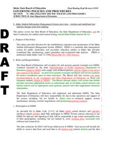 Idaho State Board of Education  Final Reading Draft Revised[removed]GOVERNING POLICIES AND PROCEDURES SECTION: