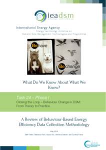 International Energy Agency Energy Technology Initiative on Demand Side Management Technologies and Programmes What Do We Know About What We Know?