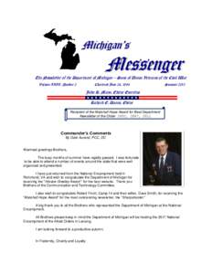 Michigan’s  Messenger The Newsletter of the Department of Michigan – Sons of Union Veterans of the Civil War Volume XXIV, Number 2