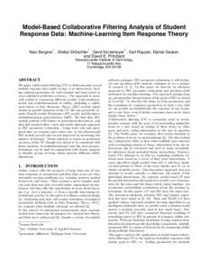 Model-Based Collaborative Filtering Analysis of Student Response Data: Machine-Learning Item Response Theory ∗ †