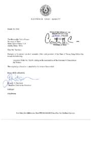 GOVERNOR GREG ABBOTT  March 30, 2016 FILED IN THE OFFICE OF THE SECRETARY OF STATE t(