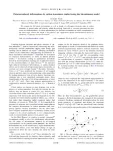 PHYSICAL REVIEW B 80, 113406 共2009兲  Polaron-induced deformations in carbon nanotubes studied using the bicontinuum model Cristiano Nisoli Theoretical Division and Center for Nonlinear Studies, Los Alamos National La