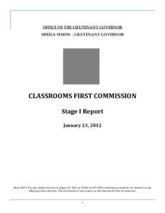 Classrooms First Commission - Stage I Report - January 23, 2012
