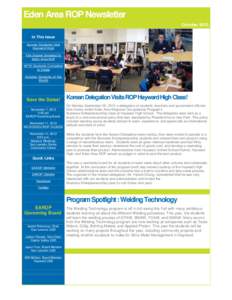 Eden Area ROP Newsletter October 2013 In This Issue Korean Students Visit Hayward High Fire Engine Donated to