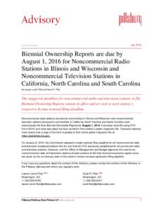 Biennial Ownership Reports due for Noncommercial Radio and TV Stations