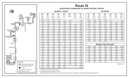 Route 52  DOWNTOWN CLEARWATER TO GRAND CENTRAL STATION MONDAY - FRIDAY  Ⓐ