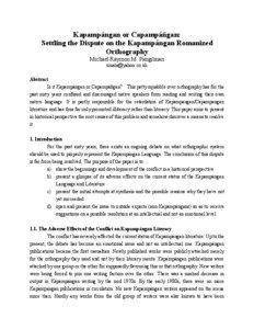 Kapampángan or Capampáñgan:  Settling the Dispute on the Kapampángan Romanized  Orthography 