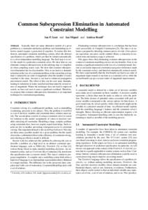 Computing / Constraint satisfaction / Local consistency / Common subexpression elimination / Constraint algorithm / Constraint logic programming / Constraint programming / Software engineering / Computer programming