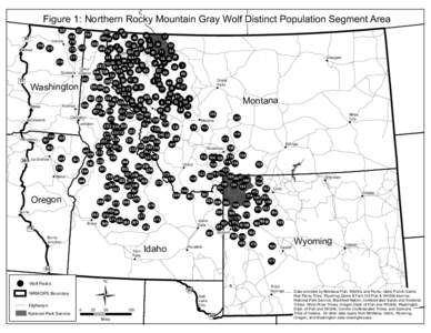 Figure 1: Northern Rocky Mountain Gray Wolf Distinct Population Segment Area