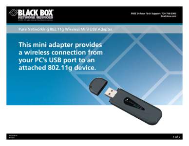 Free 24-hour Tech Support: [removed]blackbox.com © 2010. All rights reserved. Black Box Corporation. Pure Networking 802.11g Wireless Mini USB Adapter