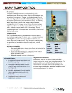 Traffic Management  Active Traffic Management Ramp Flow Control