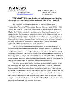 VTA NEWS CONTACT: Brandi Childress Cell: ([removed]