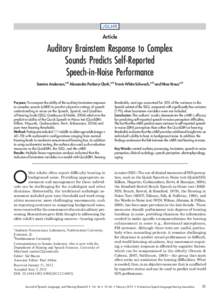 JSLHR  Article Auditory Brainstem Response to Complex Sounds Predicts Self-Reported