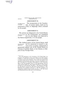CONSTITUTION OF THE UNITED STATES § 216–§ 218 [AMENDMENTS IX–XI]  AMENDMENT IX.