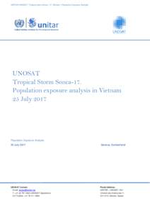 UNITAR-UNOSAT | Tropical storm Sonca -17, Vietnam | Population Exposure Analysis  UNOSAT Tropical Storm Sonca-17. Population exposure analysis in Vietnam 25 July 2017