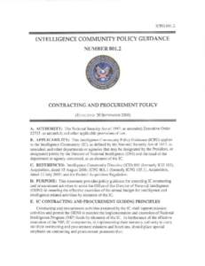 ICPG[removed]INTELLIGENCE COMMUNITY POLICY GUIDANCE NUMBER[removed]CONTRACTING AND PROCUREMENT POLICY