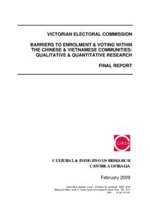 Microsoft Word - Barriers to Enrolment and Voting Within the Chinese and Vietnamese Communities.doc
