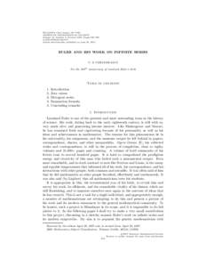 BULLETIN (New Series) OF THE AMERICAN MATHEMATICAL SOCIETY Volume 44, Number 4, October 2007, Pages 515–539 SArticle electronically published on June 26, 2007