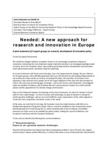 Microsoft Word - A New Approach to EU RDI - JOINT STATEMENT