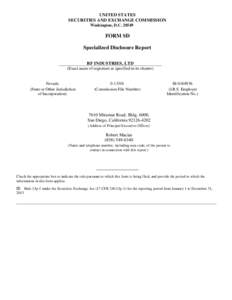 UNITED STATES SECURITIES AND EXCHANGE COMMISSION Washington, D.C[removed]FORM SD Specialized Disclosure Report