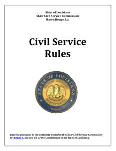 State of Louisiana State Civil Service Commission Baton Rouge, La. Civil Service Rules