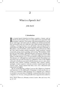 1  WHAT IS A SPEECH ACT? 2 What is a Speech Act?