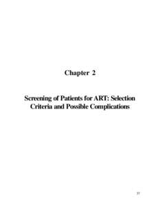 Chapter 2  Screening of Patients for ART: Selection Criteria and Possible Complications  37