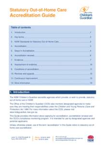 Statutory Out-of-Home Care  Accreditation Guide Table of contents 1. Introduction