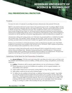 MISSOURI UNIVERSITY OF SCIENCE & TECHNOLOGY Procedure: 3.4 FALL PREVENTION/FALL PROTECTION