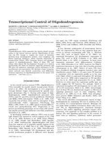 Transcriptional control of oligodendrogenesis