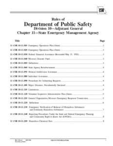 Rules of  Department of Public Safety Division 10—Adjutant General Chapter 11—State Emergency Management Agency