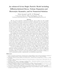 An enhanced Li-ion Single Particle Model including Diffusion-Induced Stress, Volume Expansion and Electrolyte Dynamics, and its Numerical Solution Pedro Ascencioa and W. D. Widanageb a,b