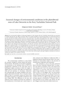 Seasonal changes of environmental conditions in the phytolittoral zone of Lake Ostrowite... Limnological Review 8, 3: 87-96