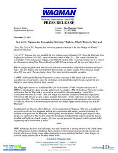 Press Release - G.A. & F.C. Wagman, Inc. Completes First Bridge Move in Maryland.pages