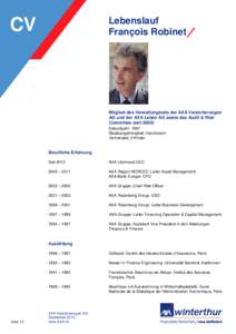 CV  Lebenslauf François Robinet  Mitglied des Verwaltungsrats der AXA Versicherungen
