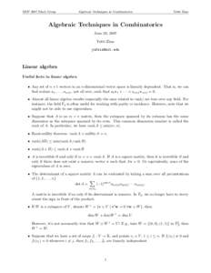 MOP 2007 Black Group  Algebraic Techniques in Combinatorics Yufei Zhao