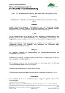 Kollegium der Fachhochschule Burgenland  Statut des Arbeitsausschusses für Beschwerde & Gleichbehandlung Statut des Arbeitsausschusses für Beschwerde & Gleichbehandlung