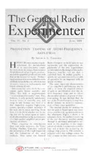 Production Testing of Audio-Frequency Amplifiers - GenRad Experimenter June 1929