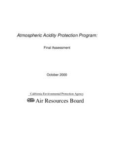 Research Activity: [removed]Atmospheric Acidity Protection Program: Final Assessment