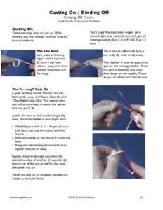 Casting On / Binding Off Knitting 101 Online a pdf handout by Annie Modesitt  Casting On